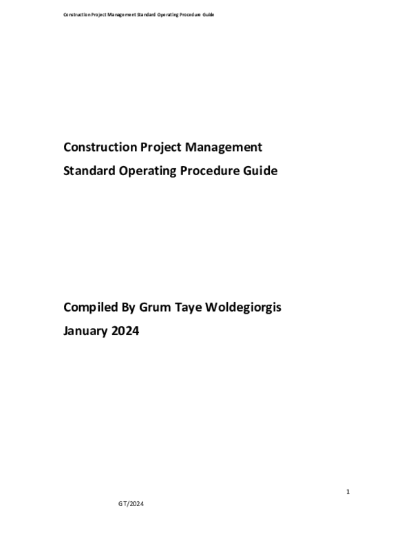 (PDF) Construction Project Management Standard Operating Procedure Guide