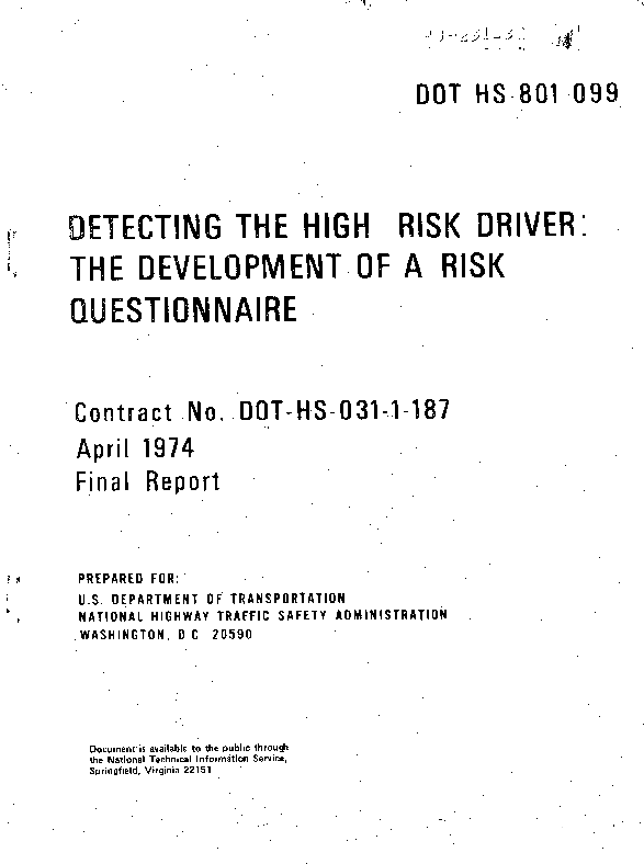 (PDF) Detecting the high risk driver: The development of a risk ...