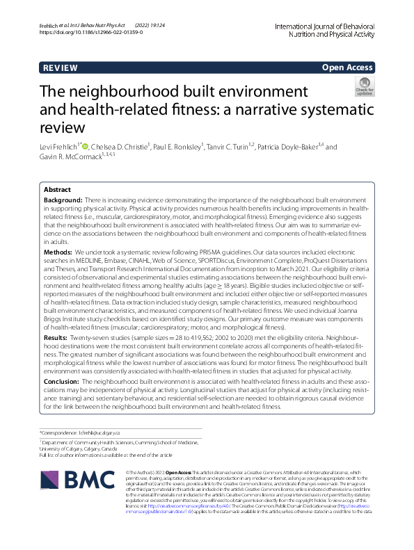 (PDF) The neighbourhood built environment and health-related fitness: a ...
