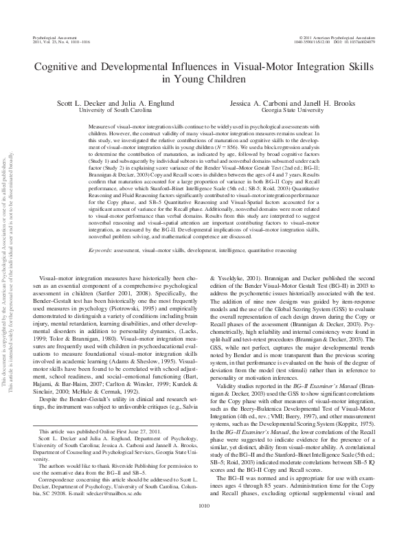 (PDF) Cognitive and developmental influences in visual-motor ...