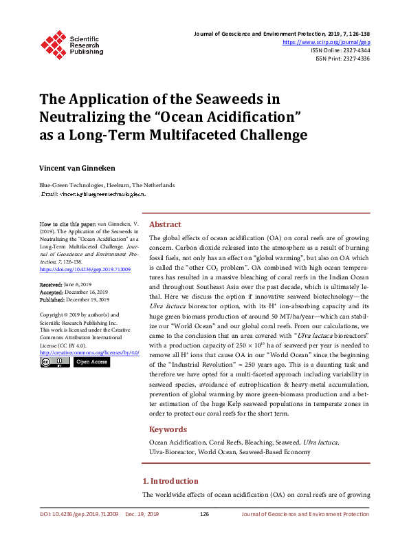 (PDF) The Application of the Seaweeds in Neutralizing the “Ocean ...