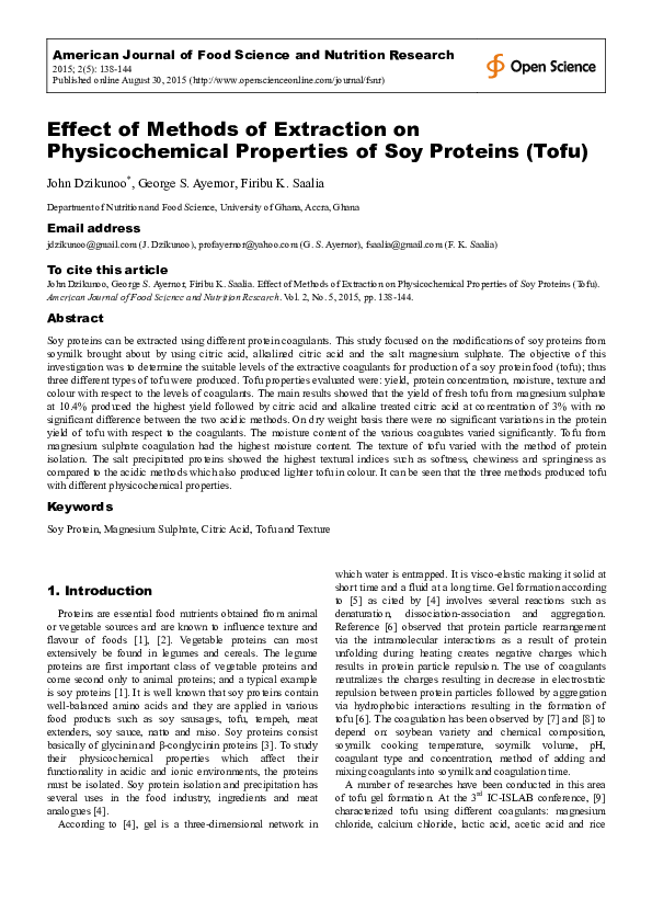 (PDF) Effect of Methods of Extraction on Physicochemical Properties of ...