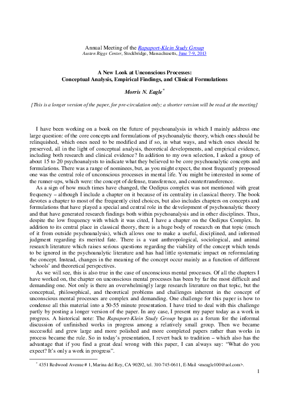 (PDF) A New Look at Unconscious Processes : Conceptual Analysis ...