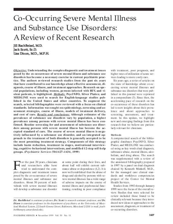 (PDF) Co-Occurring Severe Mental Illness and Substance Use Disorders: A ...