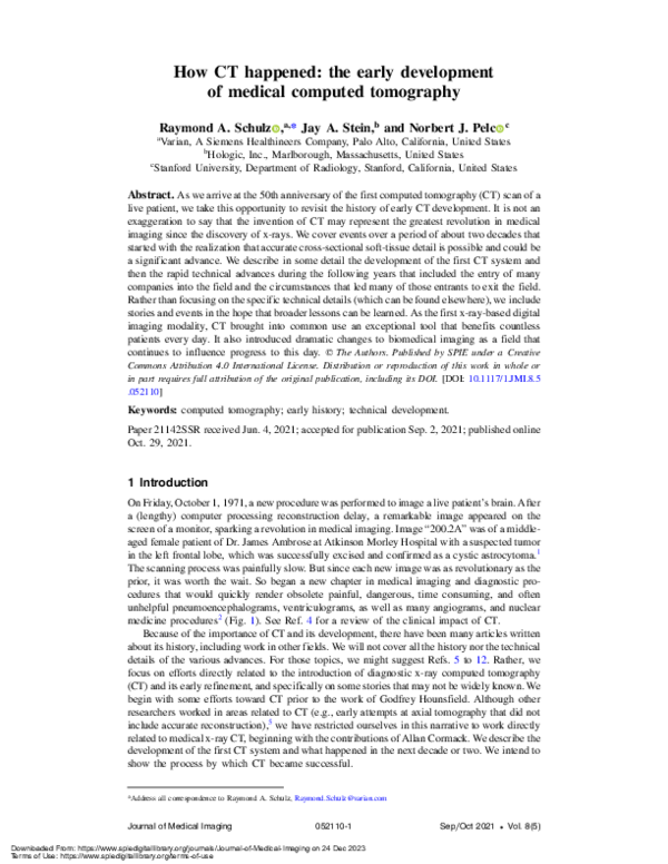 (PDF) How CT happened: the early development of medical computed tomography