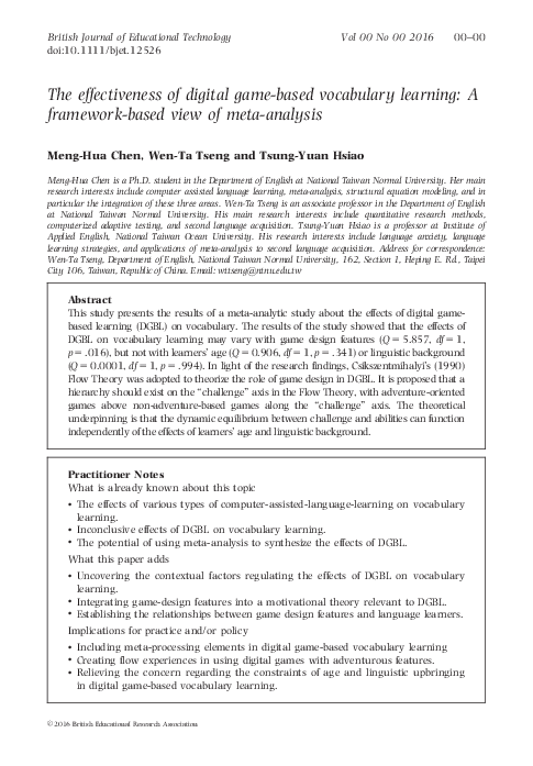 (PDF) The effectiveness of digital game-based vocabulary learning: A ...