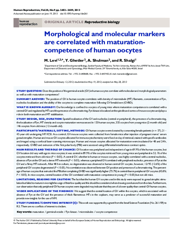 (PDF) Morphological and molecular markers are correlated with ...