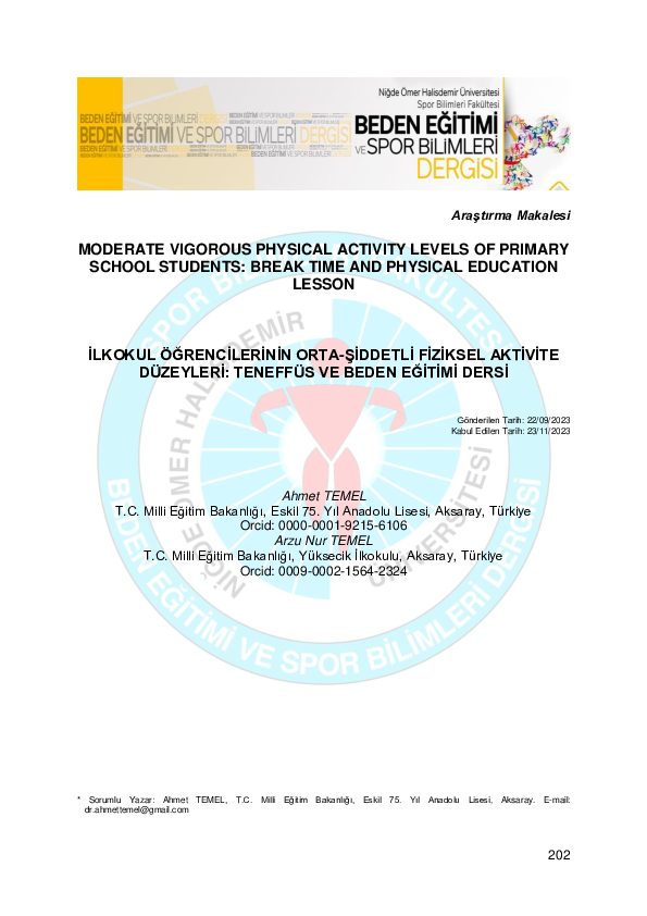 (PDF) MODERATE VIGOROUS PHYSICAL ACTIVITY LEVELS OF PRIMARY SCHOOL ...