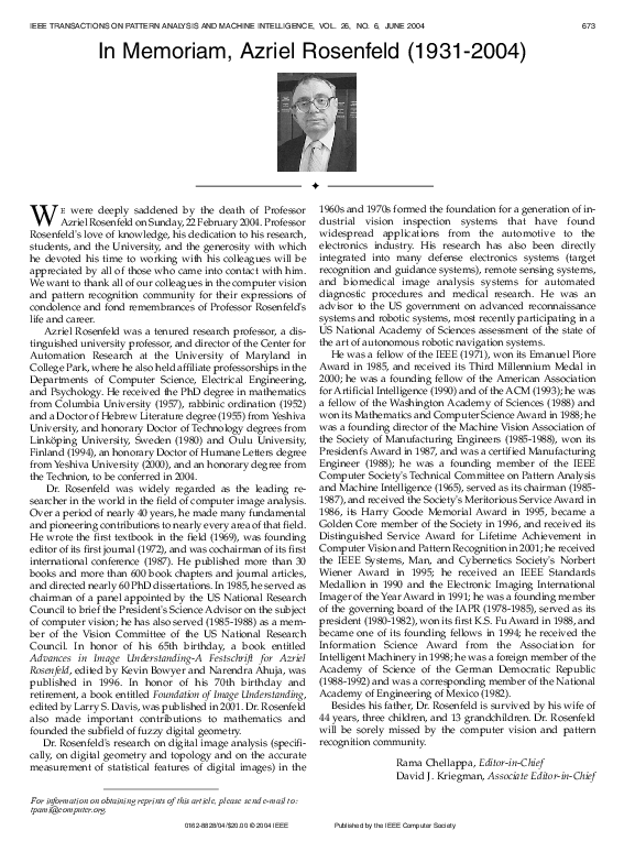 (PDF) In Memoriam, Azriel Rosenfeld (1931-2004)