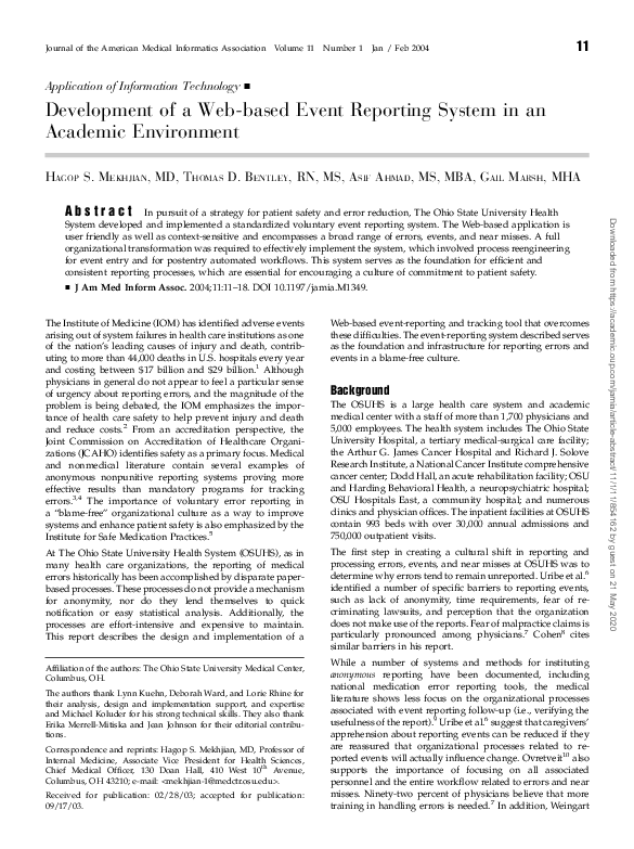 (PDF) Development of a Web-based Event Reporting System in an Academic ...