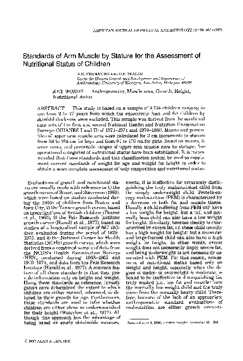 (PDF) Standards of arm muscle by stature for the assessment of ...