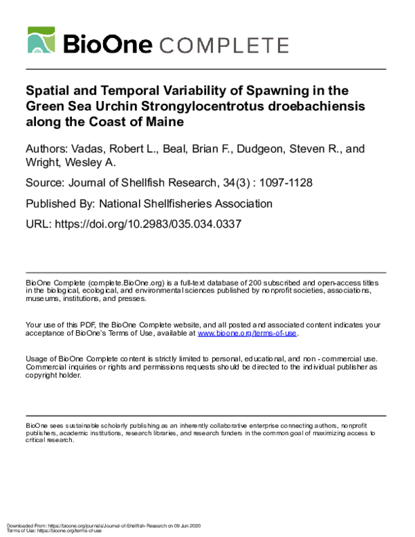 (PDF) Spatial and Temporal Variability of Spawning in the Green Sea ...