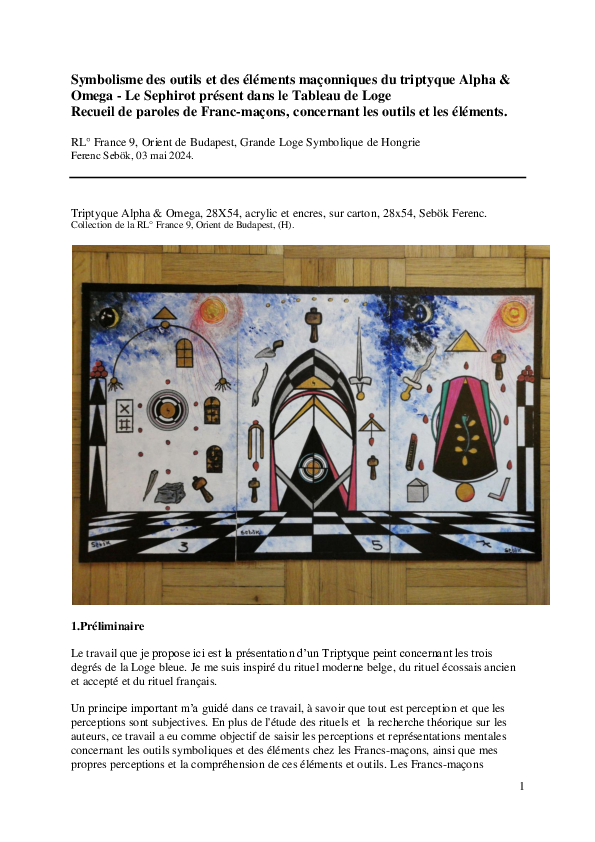 (PDF) Symbolisme des outils et des éléments maçonniques du triptyque ...