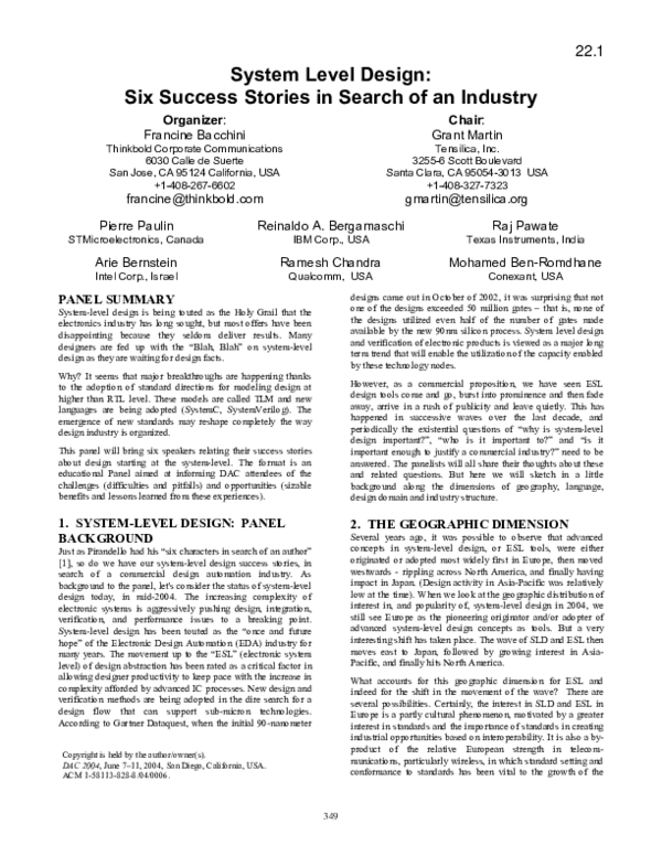 (PDF) System level design
