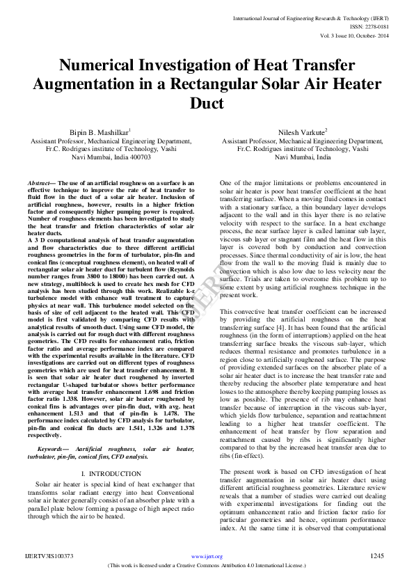 (PDF) Numerical Investigation of Heat Transfer Augmentation in a ...