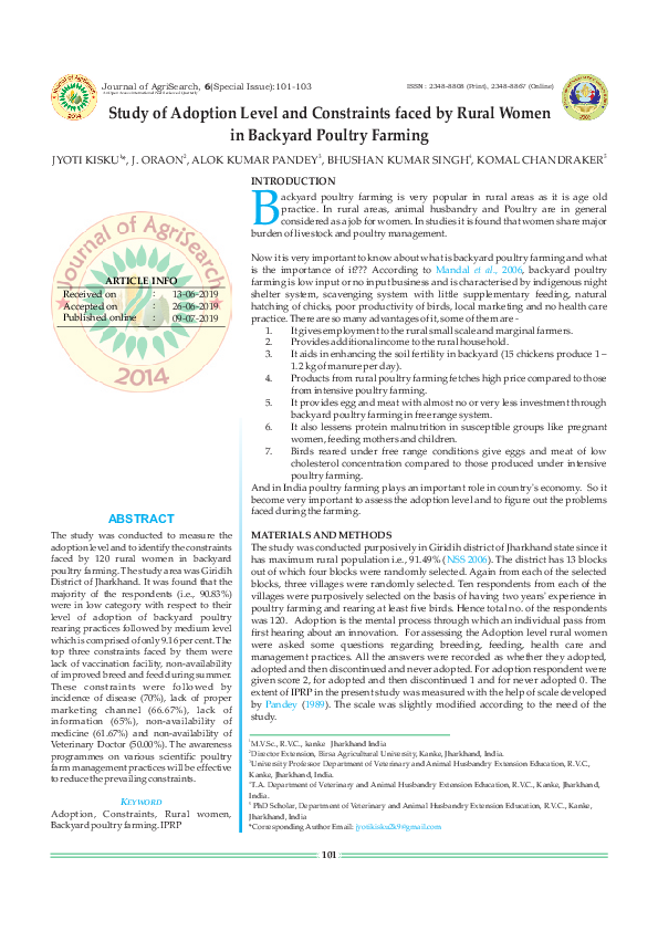(PDF) Study of Adoption Level and Constraints Faced by Rural Women in ...