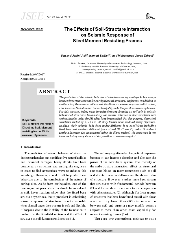 (PDF) The Effects of Soil-Structure Interaction on Seismic Response of ...