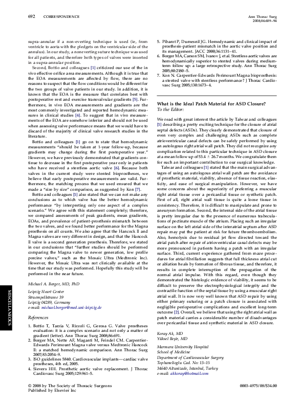 (PDF) What is the Ideal Patch Material for ASD Closure?
