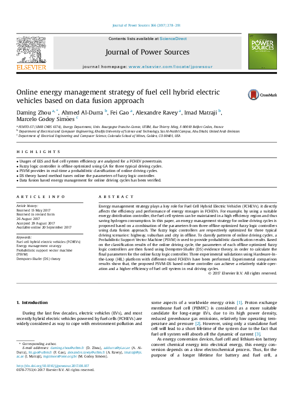 (PDF) Online Energy Management Strategy of Fuel Cell Hybrid Electric ...