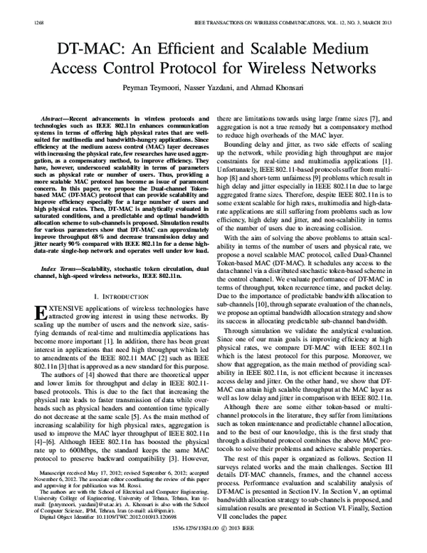 (PDF) DT-MAC: An Efficient and Scalable Medium Access Control Protocol ...