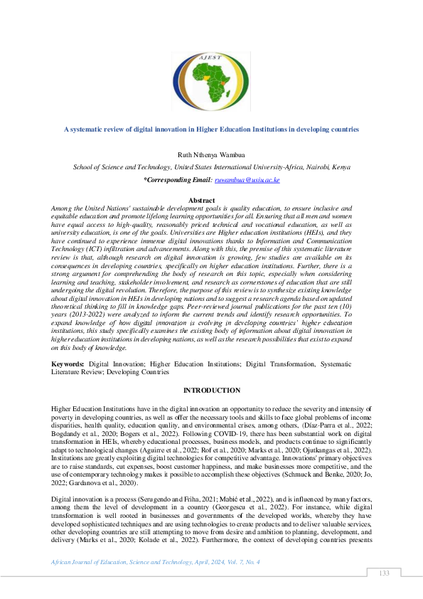 (PDF) A systematic review of digital innovation in Higher Education ...