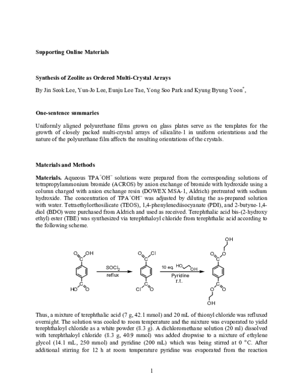 (PDF) Synthesis of Zeolite As Ordered Multicrystal Arrays