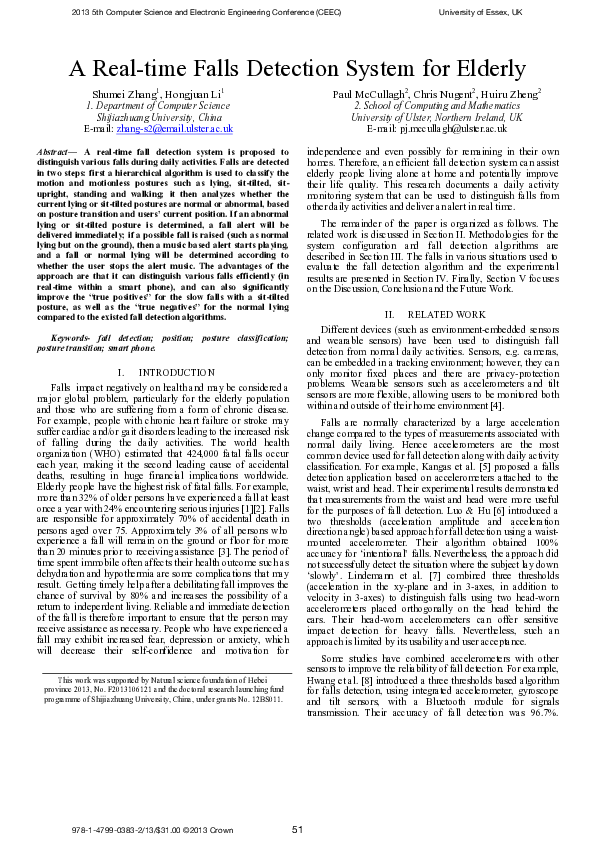 (PDF) A real-time falls detection system for elderly