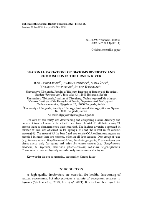(PDF) Seasonal variations of diatoms diversity and composition in the ...