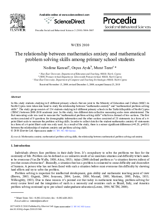 (PDF) The relationship between mathematics anxiety and mathematical ...