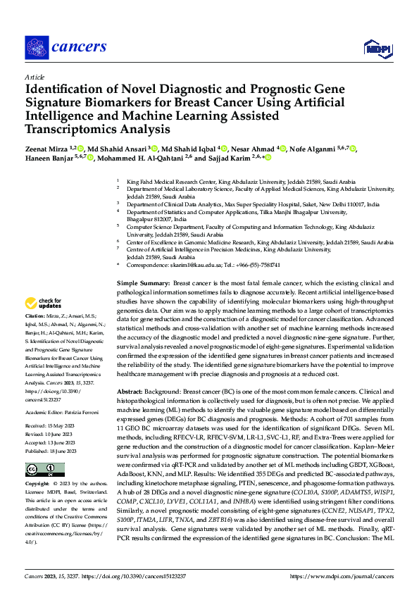 (PDF) Identification of Novel Diagnostic and Prognostic Gene Signature ...