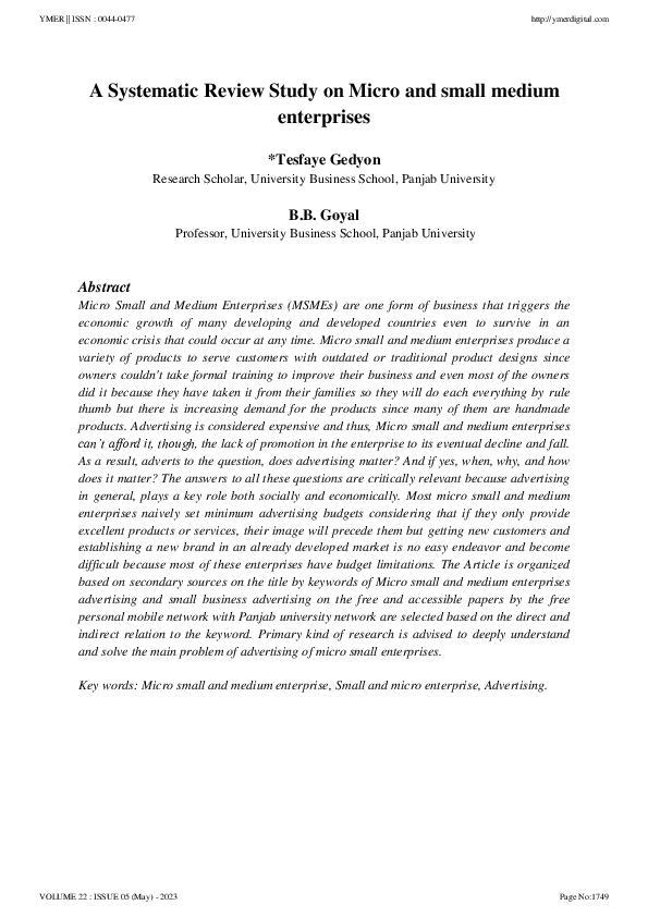 (PDF) A Systematic Review Study on Micro and small medium enterprises