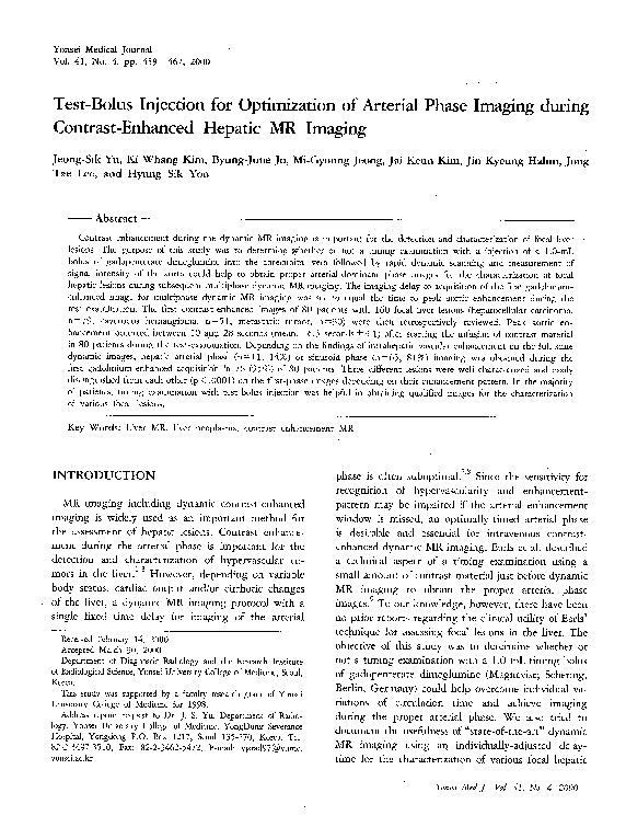 (PDF) Test-bolus injection for optimization of arterial phase imaging ...