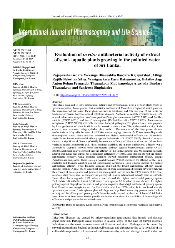 (PDF) Evaluation of in vitro antibacterial activity of extract of semi ...