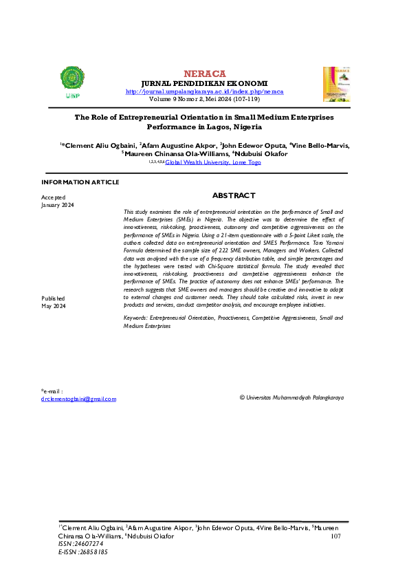 (PDF) The Role of Entrepreneurial Orientation in Small Medium ...