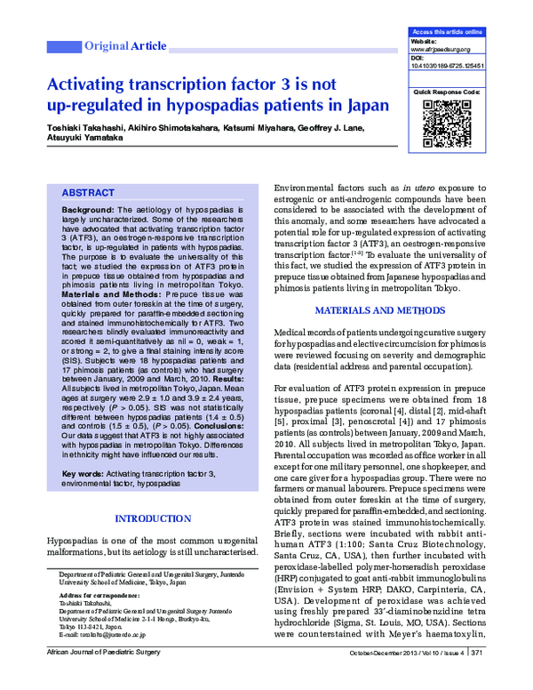 (PDF) Activating transcription factor 3 is not up-regulated in ...