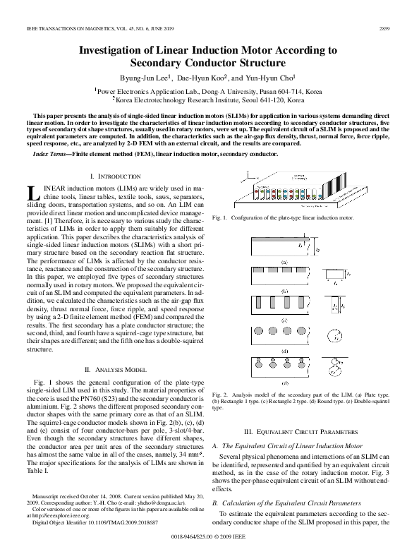 (PDF) Investigation of Linear Induction Motor According to Secondary ...