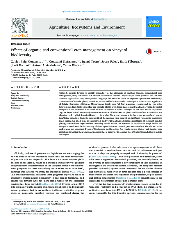 (PDF) Effects of organic and conventional crop management practices on ...