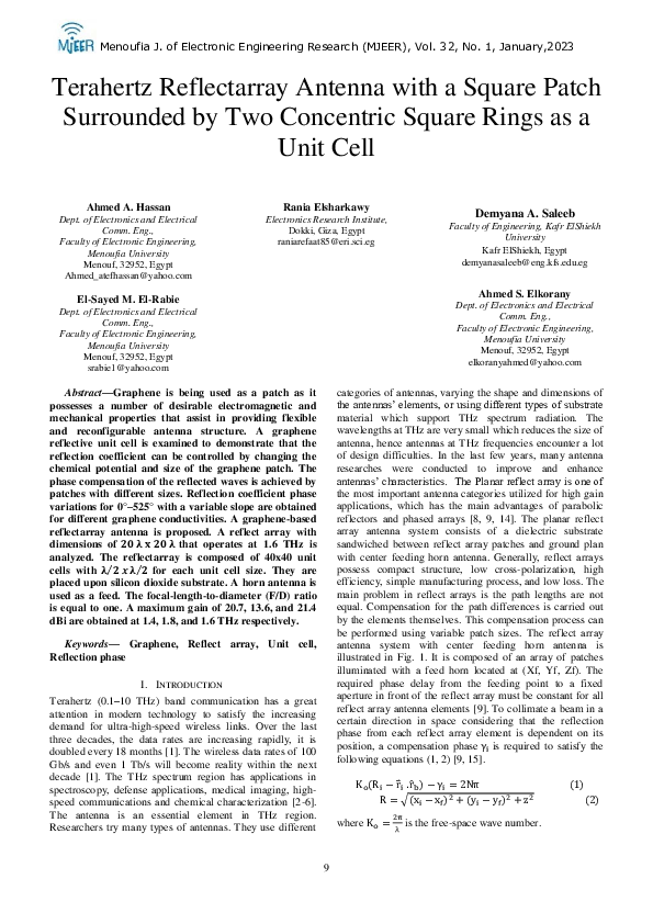 (PDF) Terahertz Reflectarray Antenna with a Square Patch Surrounded by ...
