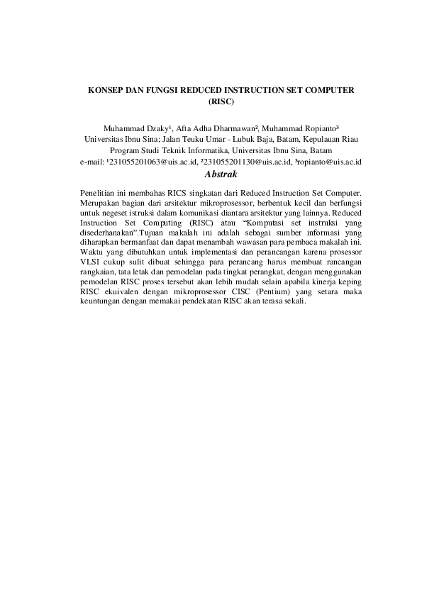  pdf konsep dan fungsi reduced instruction set computer risc 