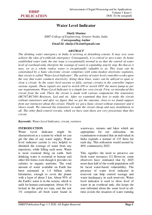 (PDF) Water Level Indicator