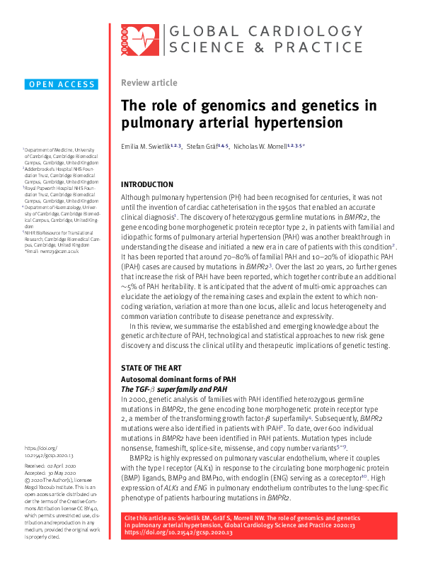 (PDF) The role of genomics and genetics in pulmonary arterial ...