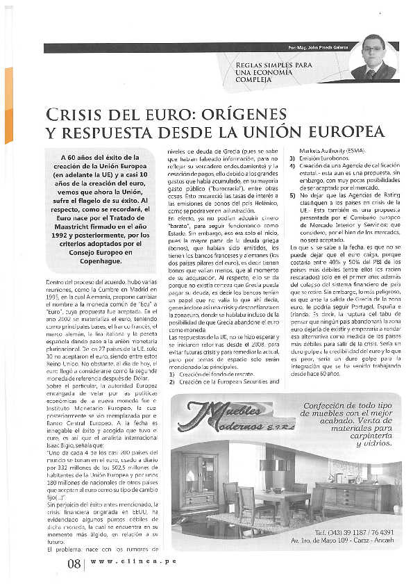 (PDF) La crisis del euro: Origenes y respuesta de la Unión Europea