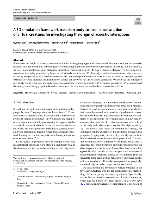 (PDF) A 3D simulation framework based on body-controller coevolution of ...