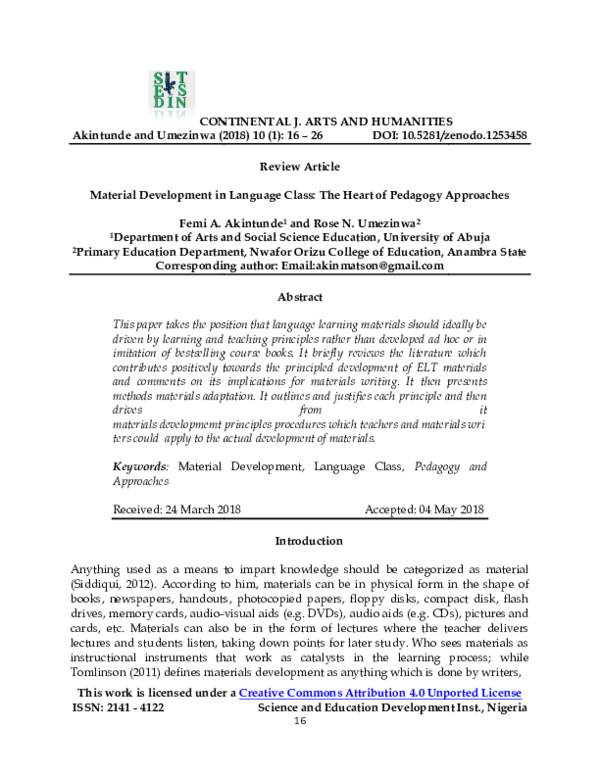 (PDF) Material Development In Language Class: The Heart Of Pedagogy ...