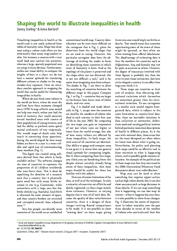 (PDF) Shaping the world to illustrate inequalities in health