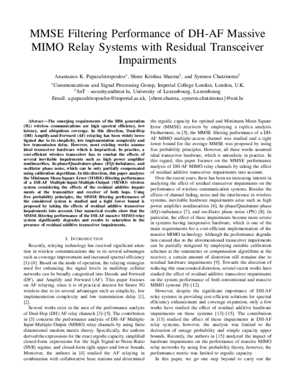 (PDF) MMSE filtering performance of DH-AF massive MIMO relay systems ...