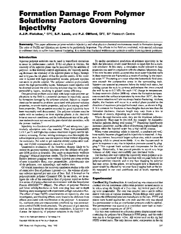 (PDF) Formation Damage From Polymer Solutions: Factors Governing ...