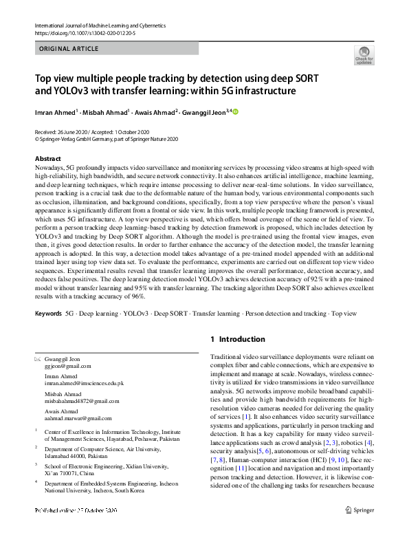 (PDF) Top view multiple people tracking by detection using deep SORT ...