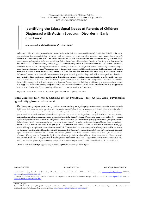 (PDF) ldentifying the Educational Needs of Parents of Children ...