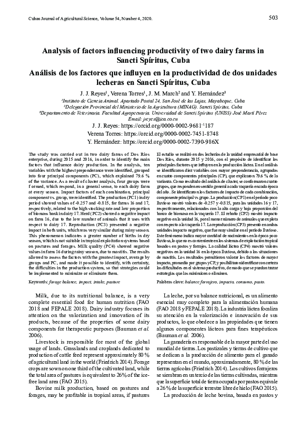 (PDF) Análisis de los factores que influyen en la productividad de dos ...